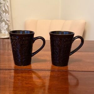 Elegant Black-Brown Coffee Colored Kahlua Ceramic Mugs Set of 2